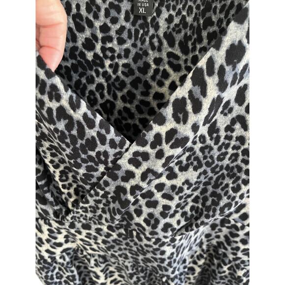 Vintage Y2K Babydoll Women XL Dress Mini Leopard Print VNeck Boho - Picture 8 of 8